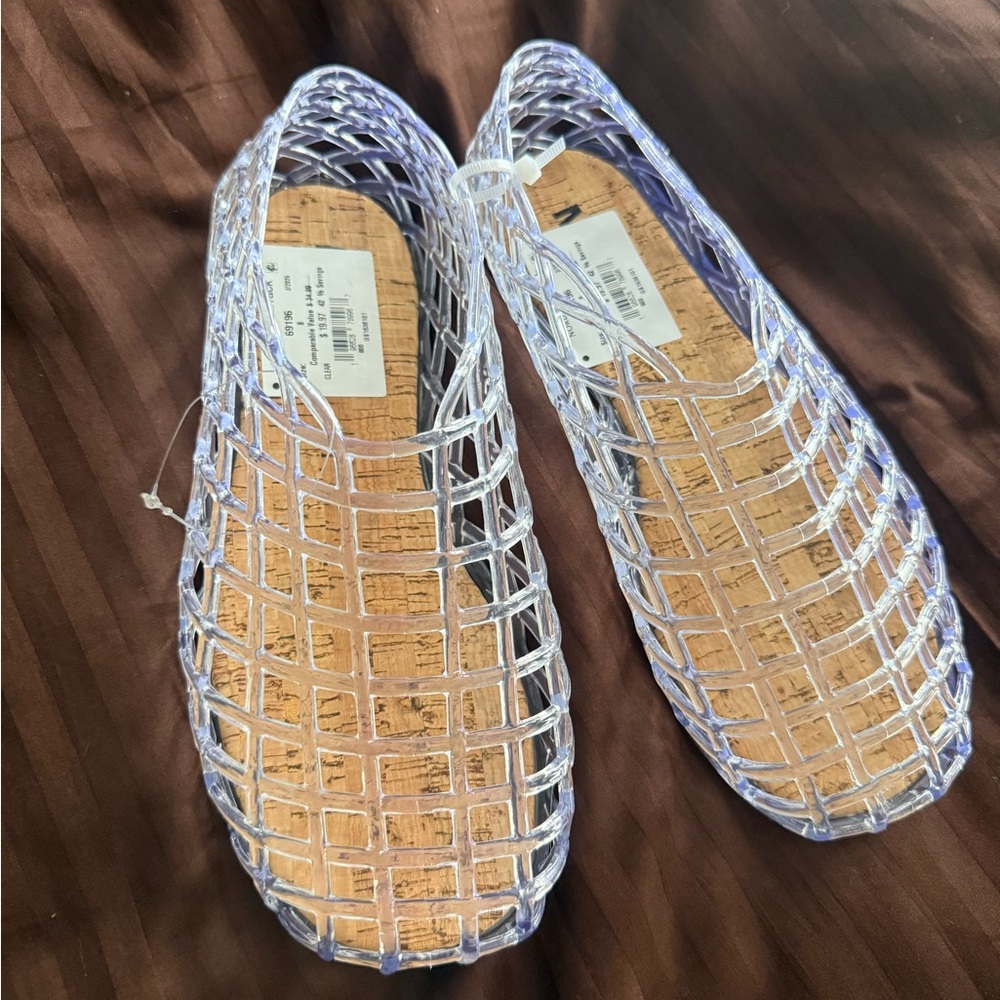 Nordstrom White Ballerina Mary Jane Mesh Clear Flats with Woven Knit Design